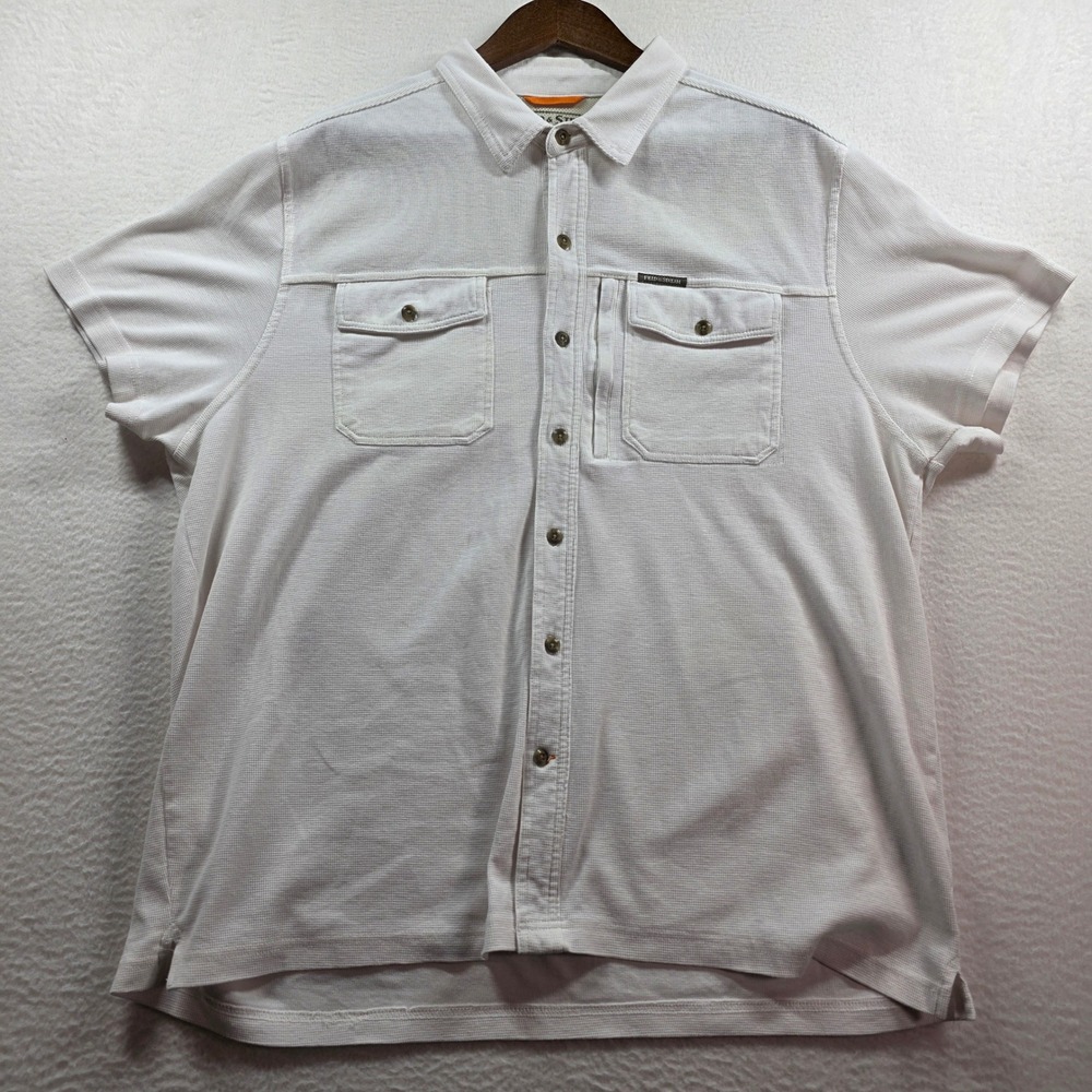 Field & Stream Mens XXL White Waffle Knit Short Sleeve Shirt‎ SAFKS0817
